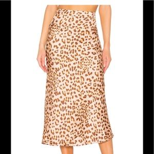 FREE PEOPLE LEOPARD MIDI SKIRT